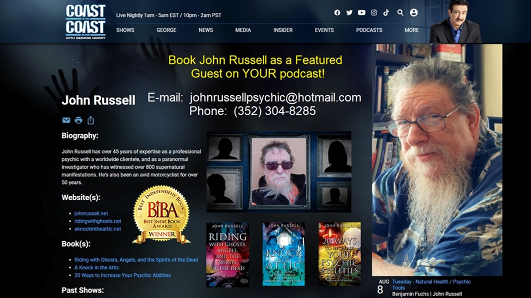 Psychic, Paranormal Investigator, and Author John Russell's Media Appearances