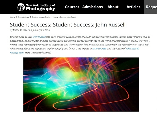 John Russell, artist and photographer, student success story interview/profile at the New York Institute of Photography